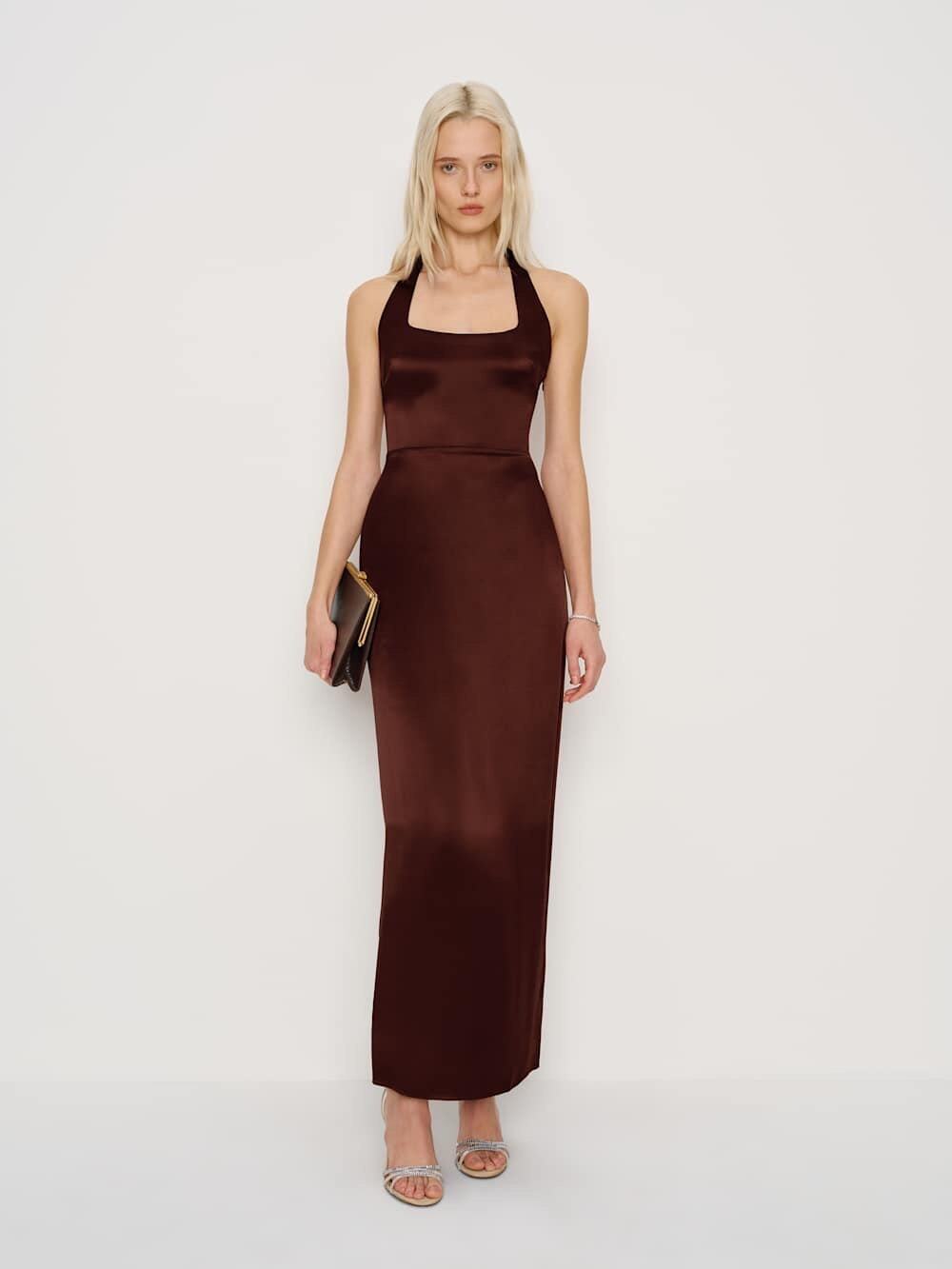 SZ 2 Reformation Ivan Silk Dress Mahogany NWT
